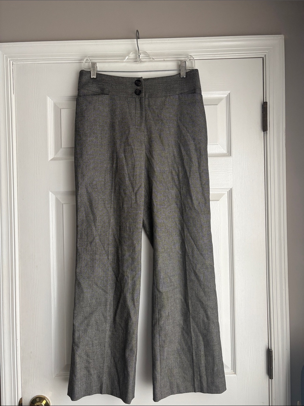 LOFT black and white herringbone wool Wide-Leg Trousers